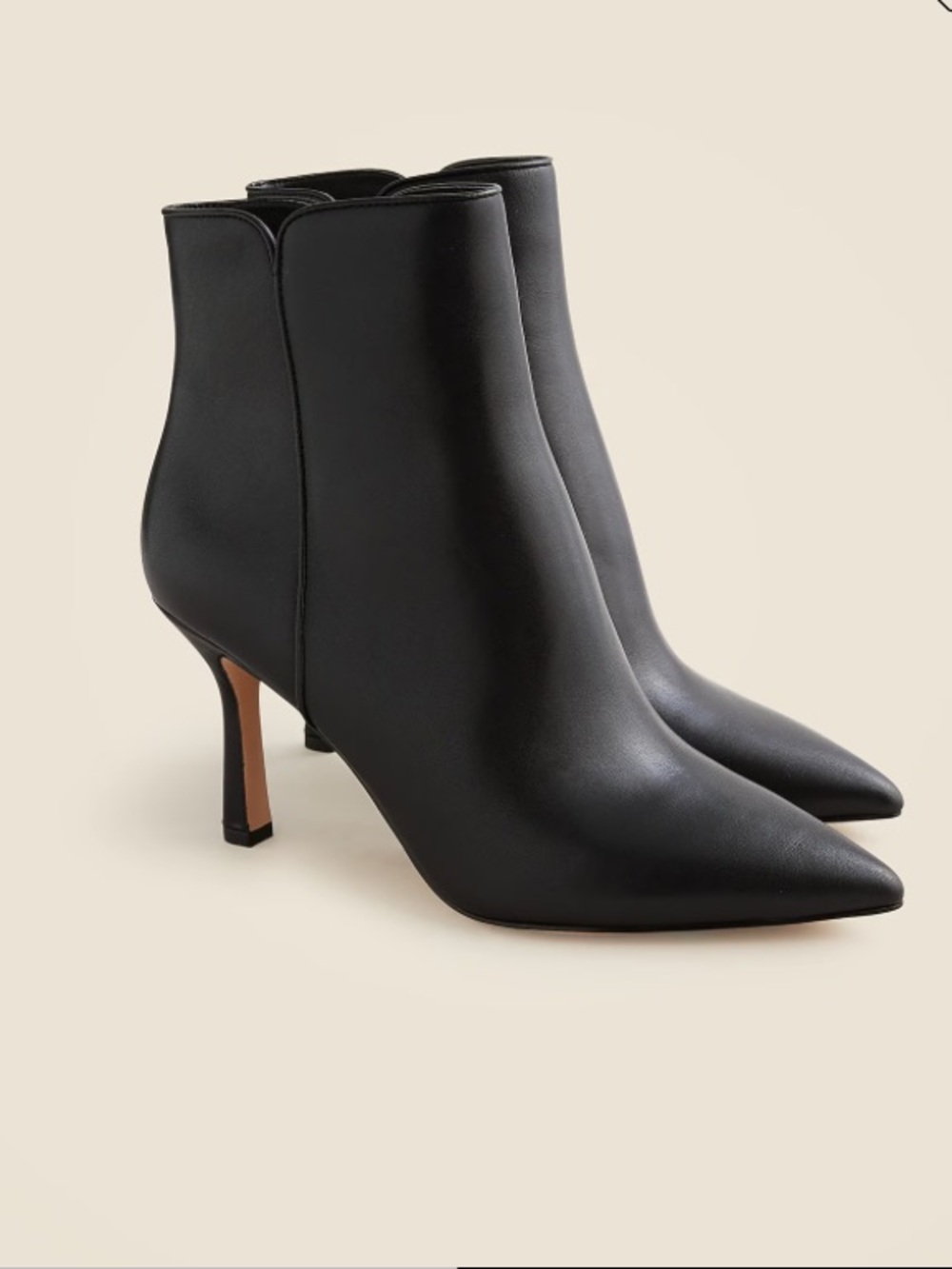 J. Crew Genuine Leather Pointed Stiletto Ankle Boot in Black - Sz 7.5 - BT913
